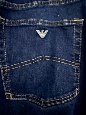 Armani Jeans Dark Blue Slim Straight Men’s Jeans with Contrast Stitching